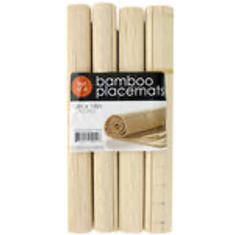 Roll-Up Natural Bamboo Placemats Set - CAJA DE 24