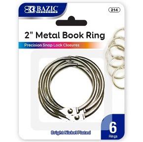 BAZIC 2" Metal Book Rings (6/Pack) -CAJA 24