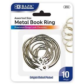 BAZIC Assorted Size Metal Book Rings (10/Pack) -CAJA 24