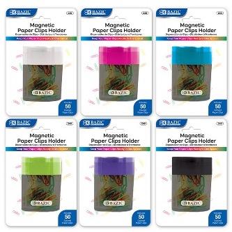 BAZIC Magnetic Paper Clips Holder w/ Asst. Color No.1 Paper Clip -CAJA 24