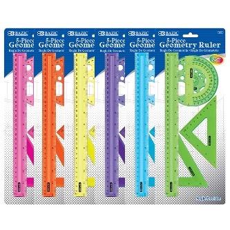 BAZIC 5-Piece Geometry Ruler Combination Sets -CAJA 24