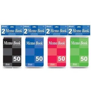 BAZIC 50 Ct. 4" X 6" Top Bound Spiral Memo Books (2/Pack) -CAJA 24