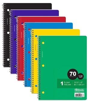 BAZIC C/R 70 Ct. 1-Subject Spiral Notebook -CAJA 24