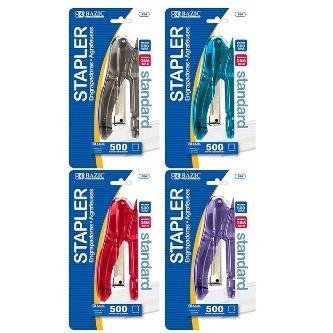 BAZIC Transparent Standard (26/6) Stapler w/ 500 Ct. Staples -CAJA 24
