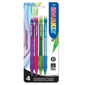 BAZIC Sparkly 0.7 mm Mechanical Pencil w/ Glitter Grip (4/Pk) -CAJA 24