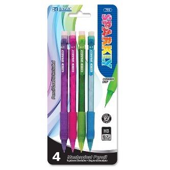 BAZIC Sparkly 0.7 mm Mechanical Pencil w/ Glitter Grip (4/Pk) -CAJA 24