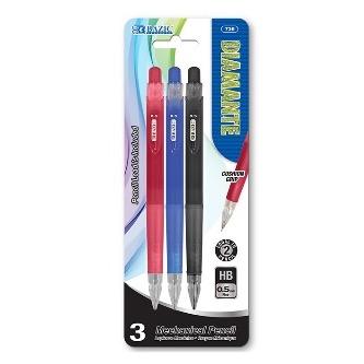 BAZIC Diamante 0.5 mm Mechanical Pencil w/ Grip (3/Pack) -CAJA 24