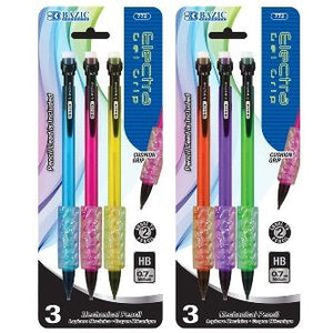 BAZIC Electra 0.7 mm Fashion Color Mechanical Pencil with Gel Grip (3/Pack) -CAJA 24