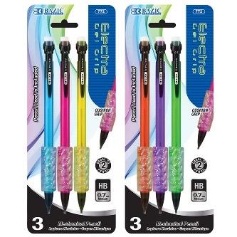BAZIC Electra 0.7 mm Fashion Color Mechanical Pencil with Gel Grip (3/Pack) -CAJA 24