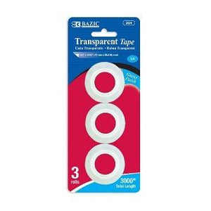 BAZIC 3/4" X 1000" Transparent Tape Refill (3/Pack) -CAJA 24