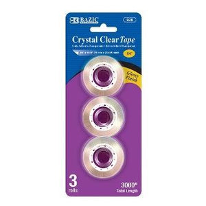 BAZIC 3/4" X 1000" Crystal Clear Tape Refill (3/Pack) -CAJA 24