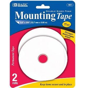BAZIC 0.5" X 200" Double Sided Foam Mounting Tape (2/Pack) -CAJA 24