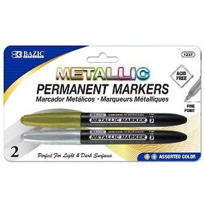 BAZIC Silver & Gold Metallic Markers (2/Pack) -CAJA 24