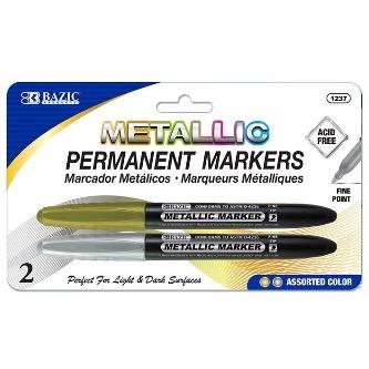 BAZIC Silver & Gold Metallic Markers (2/Pack) -CAJA 24