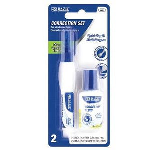 BAZIC Metal Tip Correction Pen & Correction Fluid (2/Pack) -CAJA 24