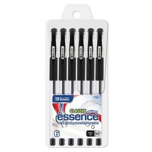 BAZIC Essence Black Gel Pen w/ Cushion Grip (6/Pack) -CAJA 24