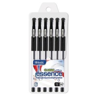 BAZIC Essence Black Gel Pen w/ Cushion Grip (6/Pack) -CAJA 24