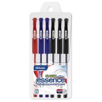 BAZIC Essence Asst. Color Gel Pen w/ Cushion Grip (6/Pack) -CAJA 24