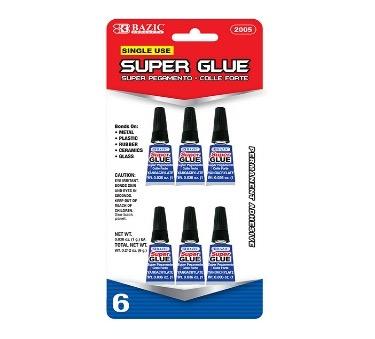 BAZIC 0.036 oz (1g) Single Use Super Glue (6/Pack) -CAJA 24