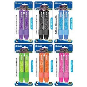 BAZIC Paisley Retractable Stick Erasers (2/Pack) -CAJA 24