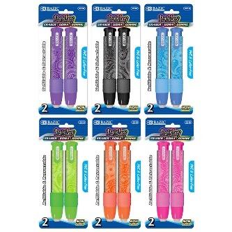 BAZIC Paisley Retractable Stick Erasers (2/Pack) -CAJA 24