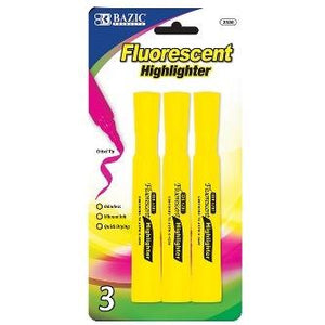 BAZIC Yellow Desk Style Fluorescent Highlighter (3/Pack) -CAJA 24