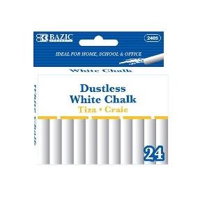 BAZIC Dustless White Chalk (24/Box) -CAJA 24