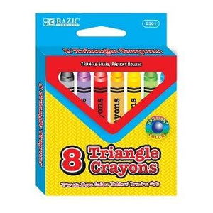 BAZIC 8 Color Premium Jumbo Triangle Crayons -CAJA 24