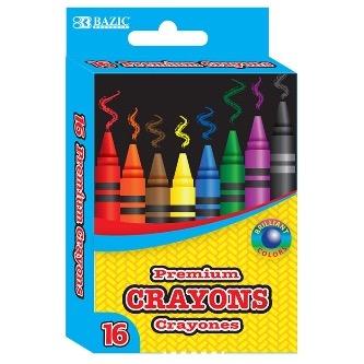 BAZIC 16 Color Premium Crayons -CAJA 24