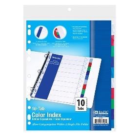 BAZIC Dividers w/ 10-Color Tabs -CAJA 24