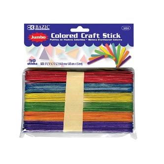 BAZIC Jumbo Colored Craft Stick (50/Pack) -CAJA 24