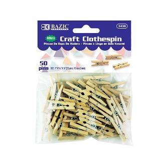 BAZIC Mini Natural Clothes Pin (50/Pack) -CAJA 24
