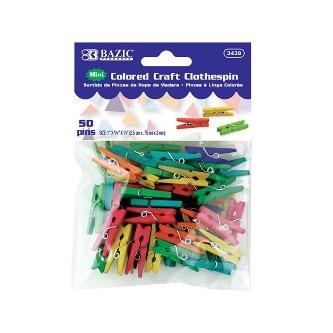 BAZIC Mini Colored Clothes Pin (50/Pack) -CAJA 24
