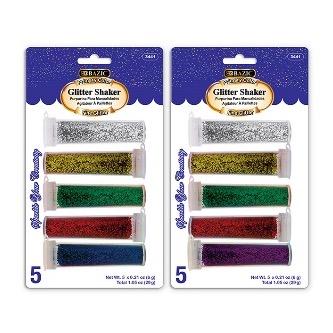 BAZIC 0.21 oz (6g) 5 Primary Color Glitter Shaker -CAJA 24