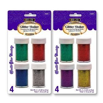 BAZIC 0.28 oz (8g) 4 Primary Color Glitter Shaker -CAJA 24