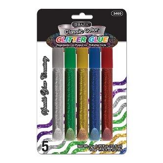 BAZIC 0.35 FL OZ (10.5 mL) 5 Classic Glitter Glue Pen -CAJA 24