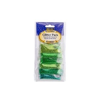 BAZIC 0.07 oz (2g) 6 Green Color Glitter Pack -CAJA 24