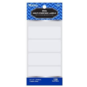 BAZIC 2 3/4" X 1" White Multipurpose Label (128/Pack) -CAJA 24
