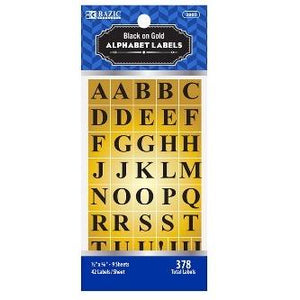 BAZIC Gold Foil Alphabet Label (378/Pack) -CAJA 24
