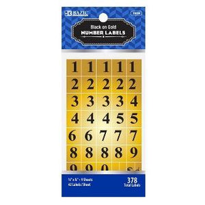 BAZIC Gold Foil Number Label (378/Pack) -CAJA 24
