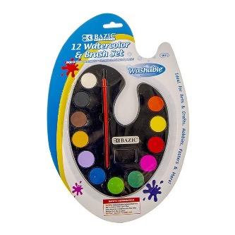BAZIC 12 Ct. Watercolor w/ Brush -CAJA 24