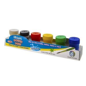 BAZIC 0.75 FL OZ (22.2 mL) 6 Color Washable Poster Paint w/ Brush -CAJA 24