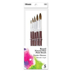 BAZIC Round Natural Hair Paint Brush (5/Pack) -CAJA 24