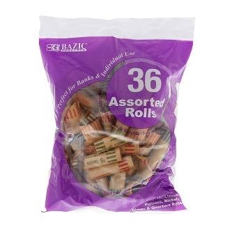 BAZIC Assorted Coin Wrappers (36/Pack) -CAJA 50