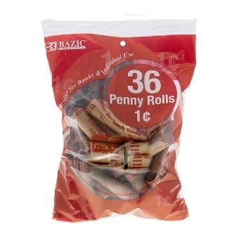 BAZIC Penny Coin Wrappers (36/Pack) -CAJA 50