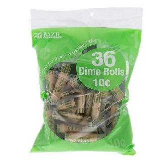 BAZIC Dime Coin Wrappers (36/Pack) -CAJA 50