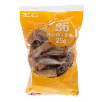 BAZIC Quarter Coin Wrappers (36/Pack) -CAJA 45