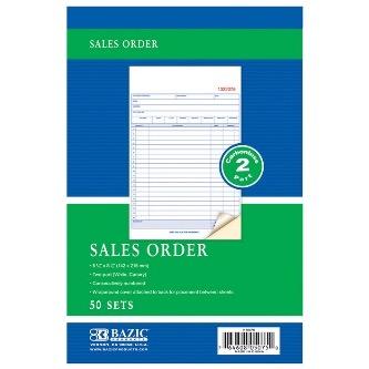 BAZIC 50 Sets 5 9/16 x 8 7/16 2-Part Carbonless Sales Order Book -CAJA 24