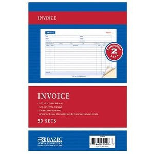 BAZIC 50 Sets 5 9/16 x 8 7/16 2-Part Carbonless Invoice Book -CAJA 24