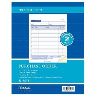 BAZIC 30 Sets 8 3/8 x 10 11/16 2-Part Carbonless Purchase Order Book -CAJA 24